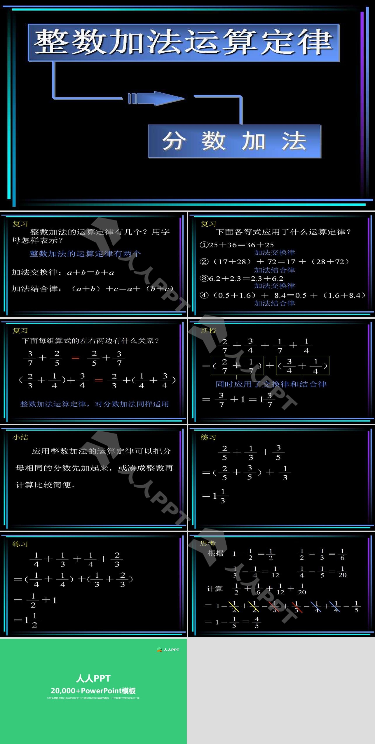 《分数的加法和减法》PPT课件长图