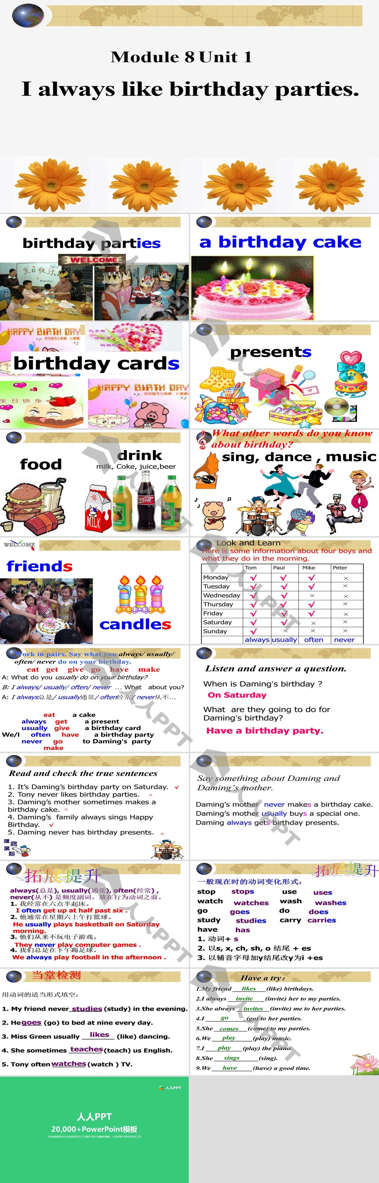 《I always like birthday parties》PPT课件长图