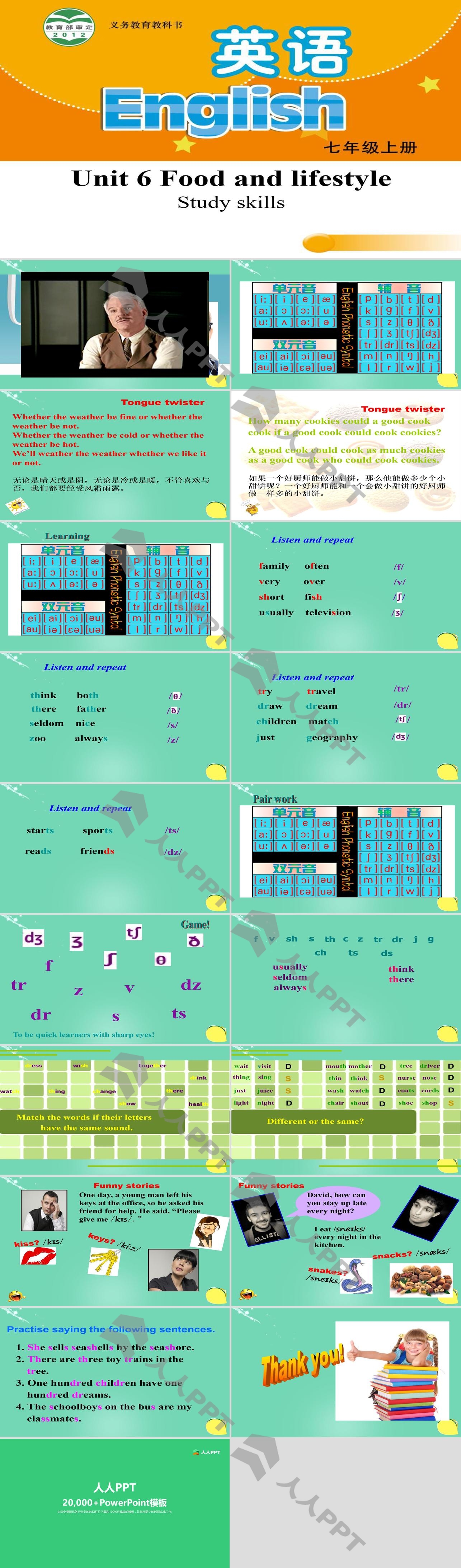 《Food and lifestylee》Study skillsPPT长图