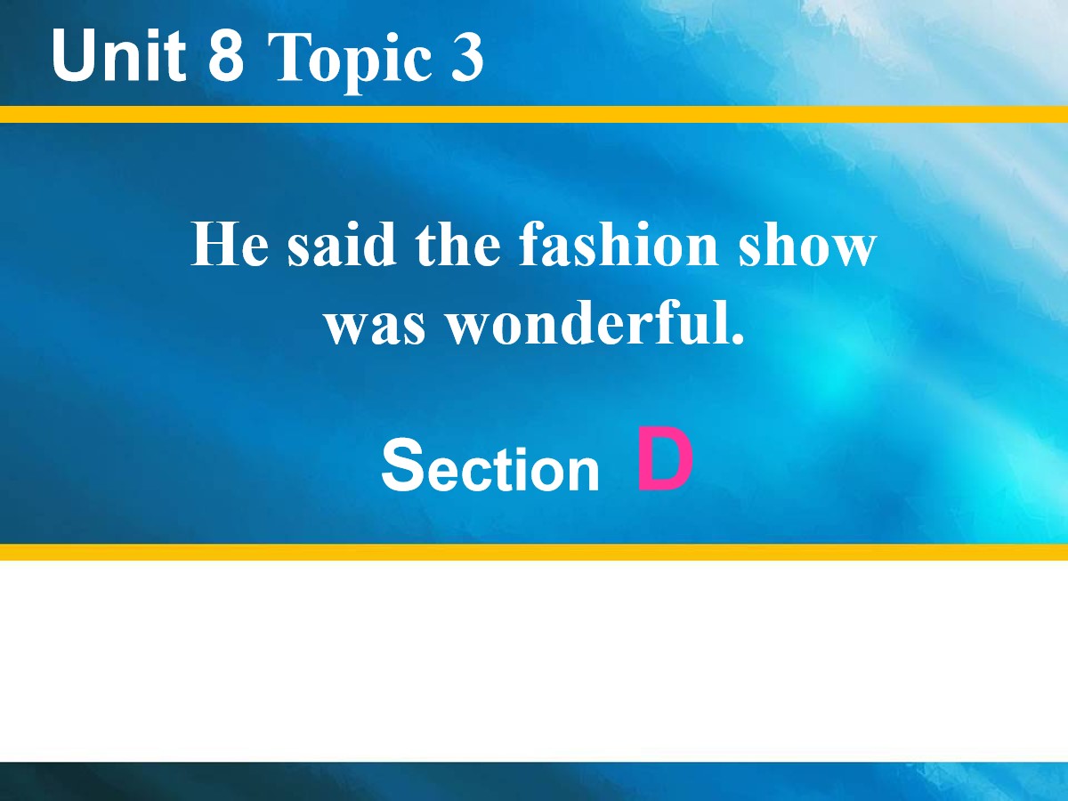 《He said the fashion show was wonderful》SectionD PPT