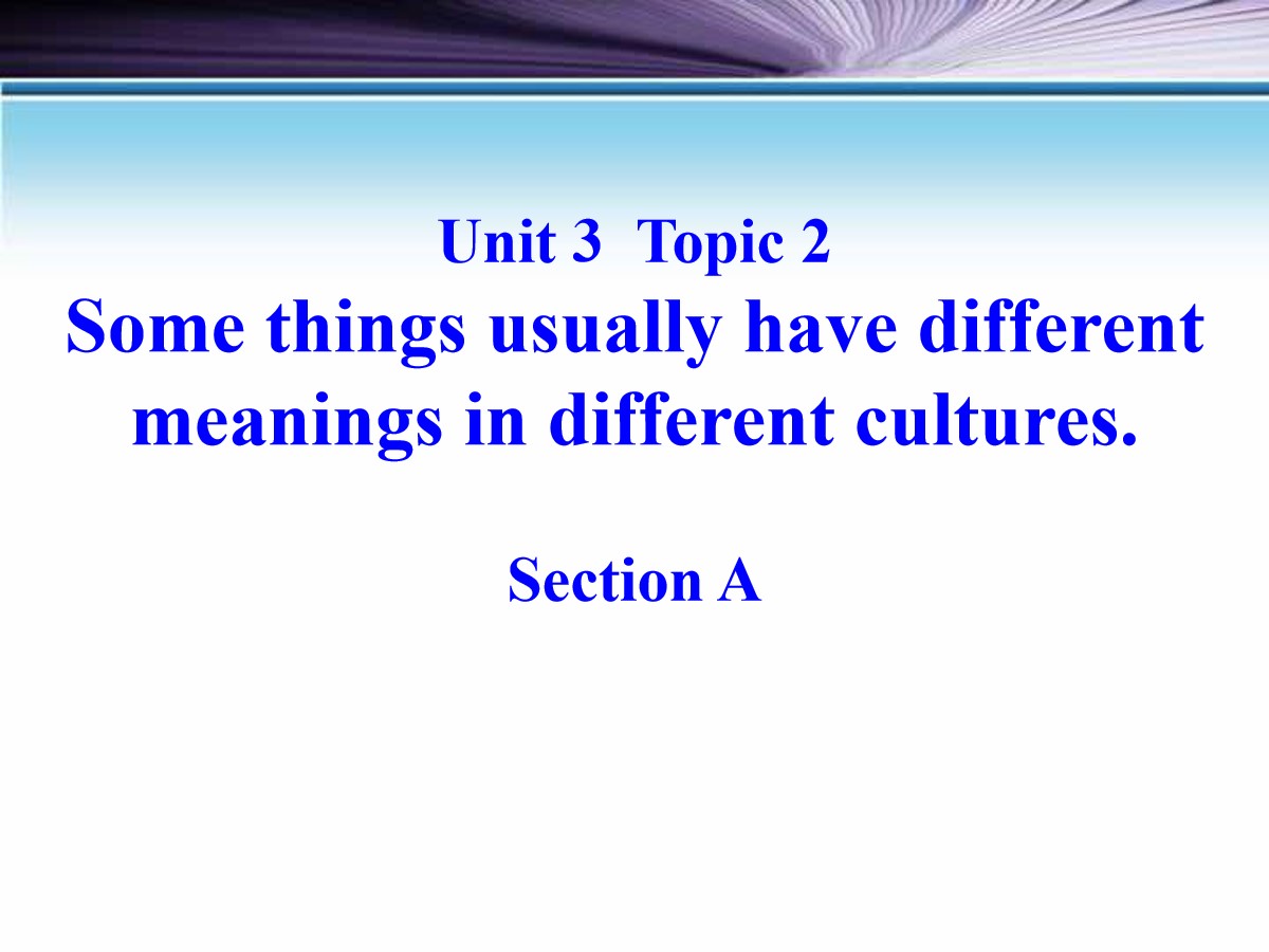 《Some things usually have different meanings in different cultures》SectionA PPT