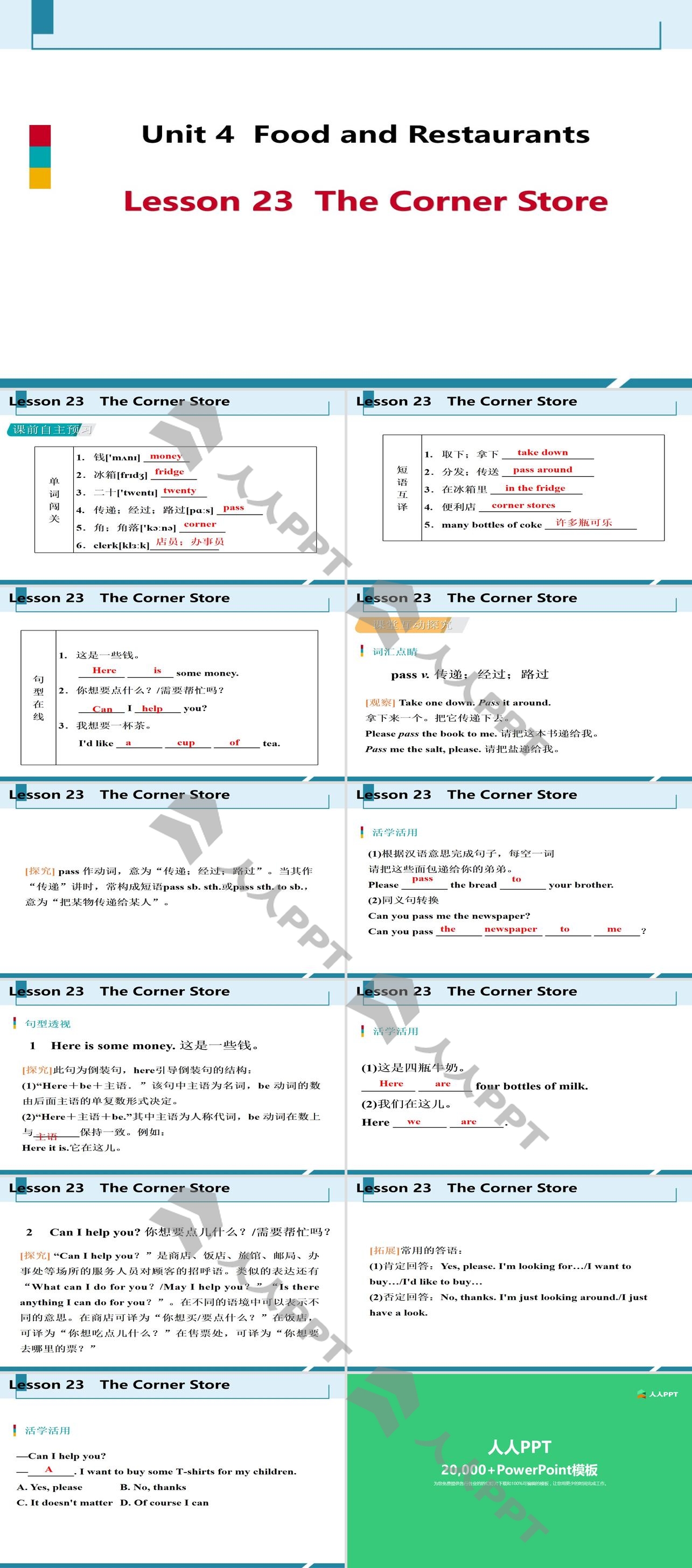 《The Corner Store》Food and Restaurants PPT免费课件长图