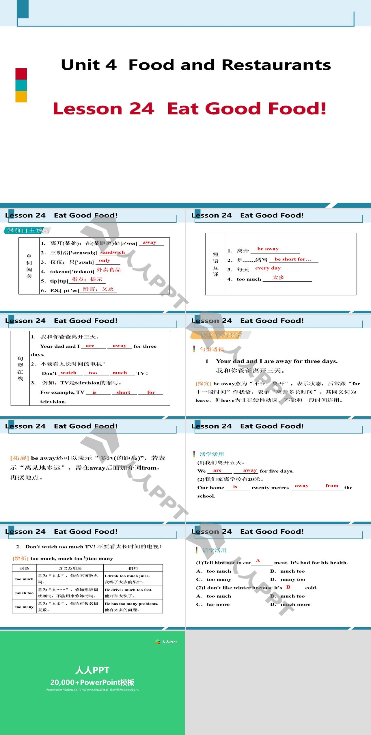 《Eat Good Food!》Food and Restaurants PPT教学课件长图