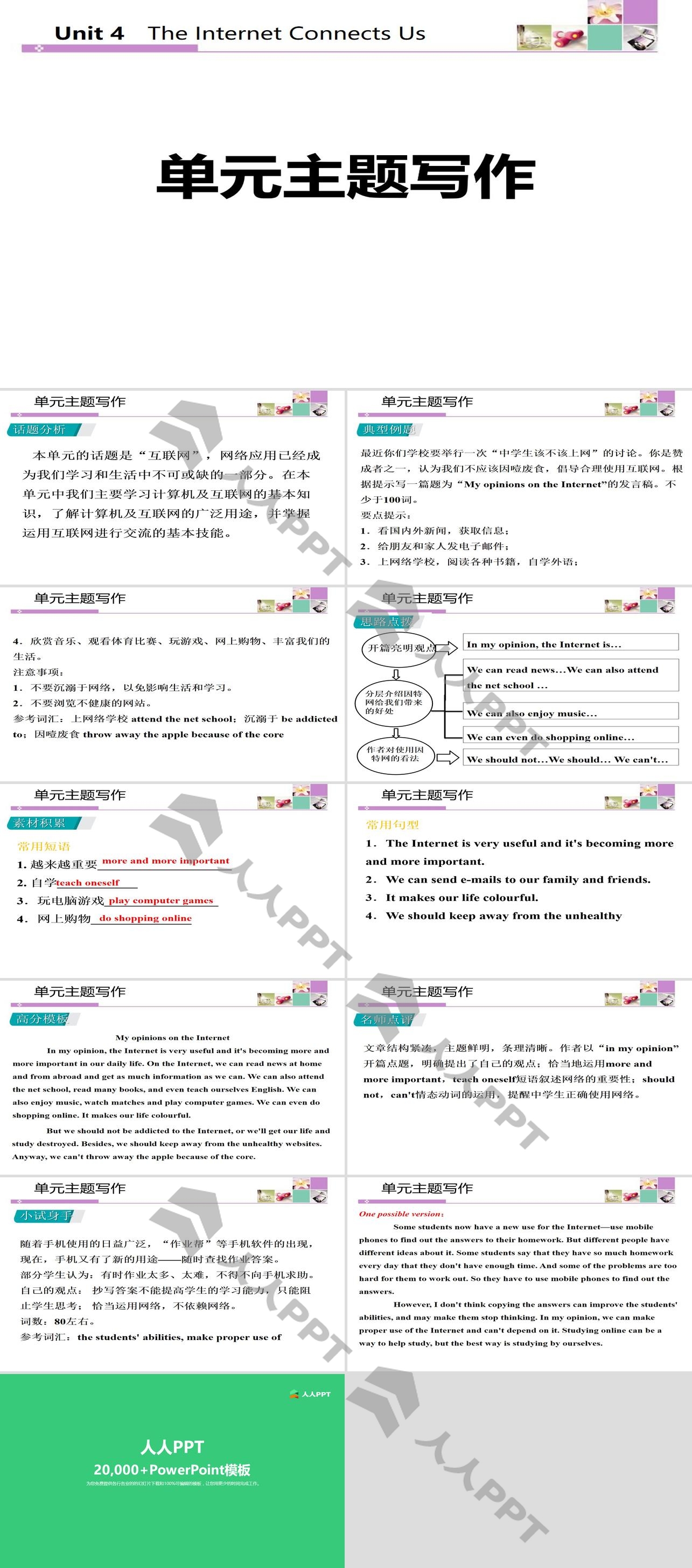 《单元主题写作》The Internet Connects Us PPT长图