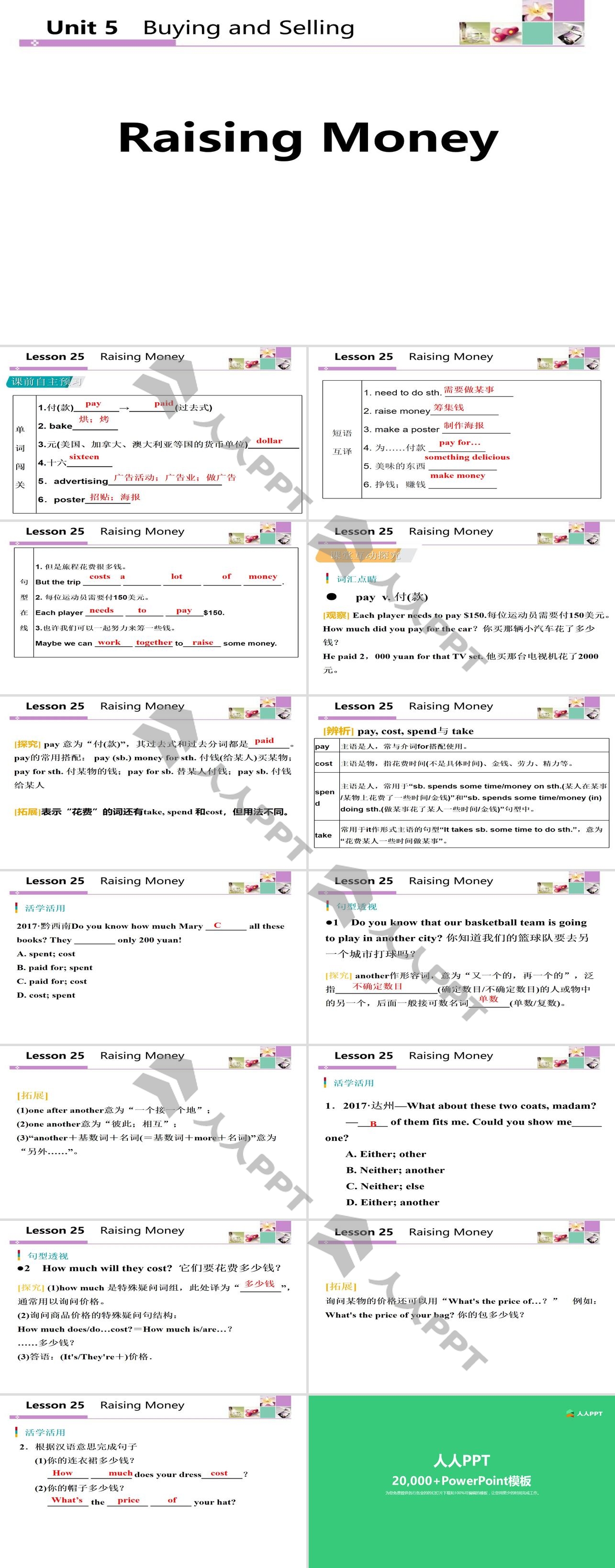 《Raising Money》Buying and Selling PPT教学课件长图