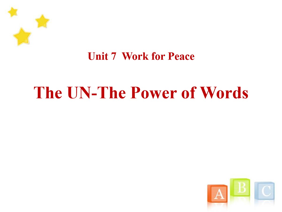 《The UN-The Power of Words》Work for Peace PPT