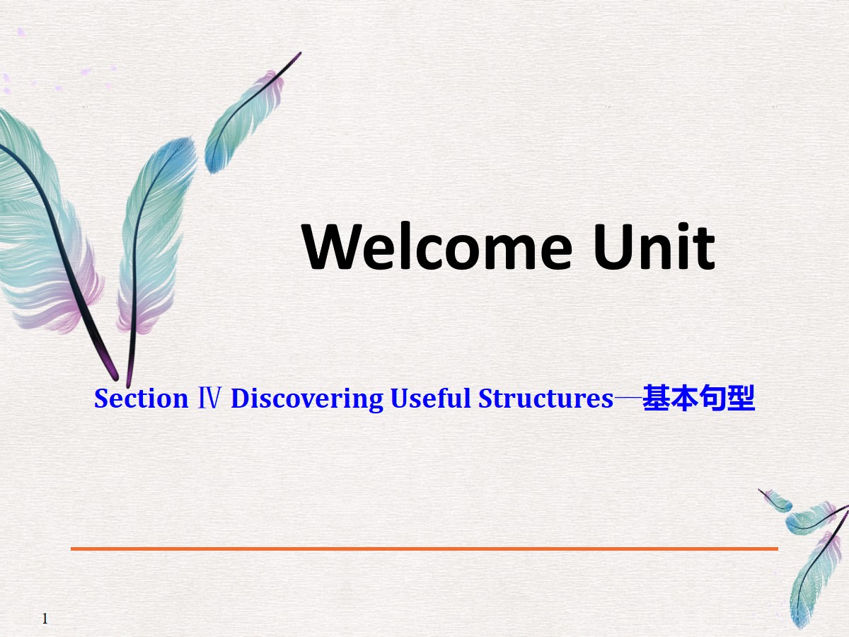 《Welcome Unit》Discovering Useful Structures PPT