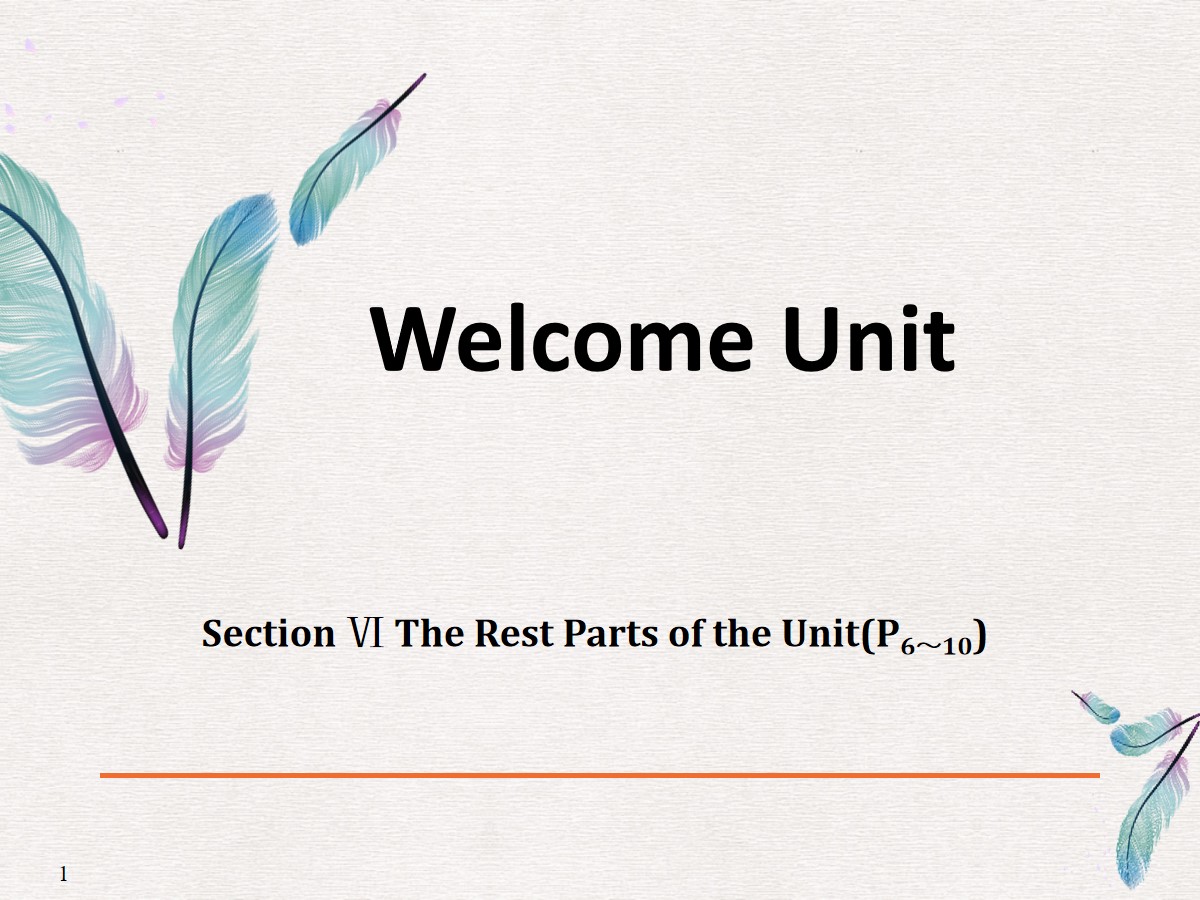 《Welcome Unit》The Rest Parts of the Unit PPT