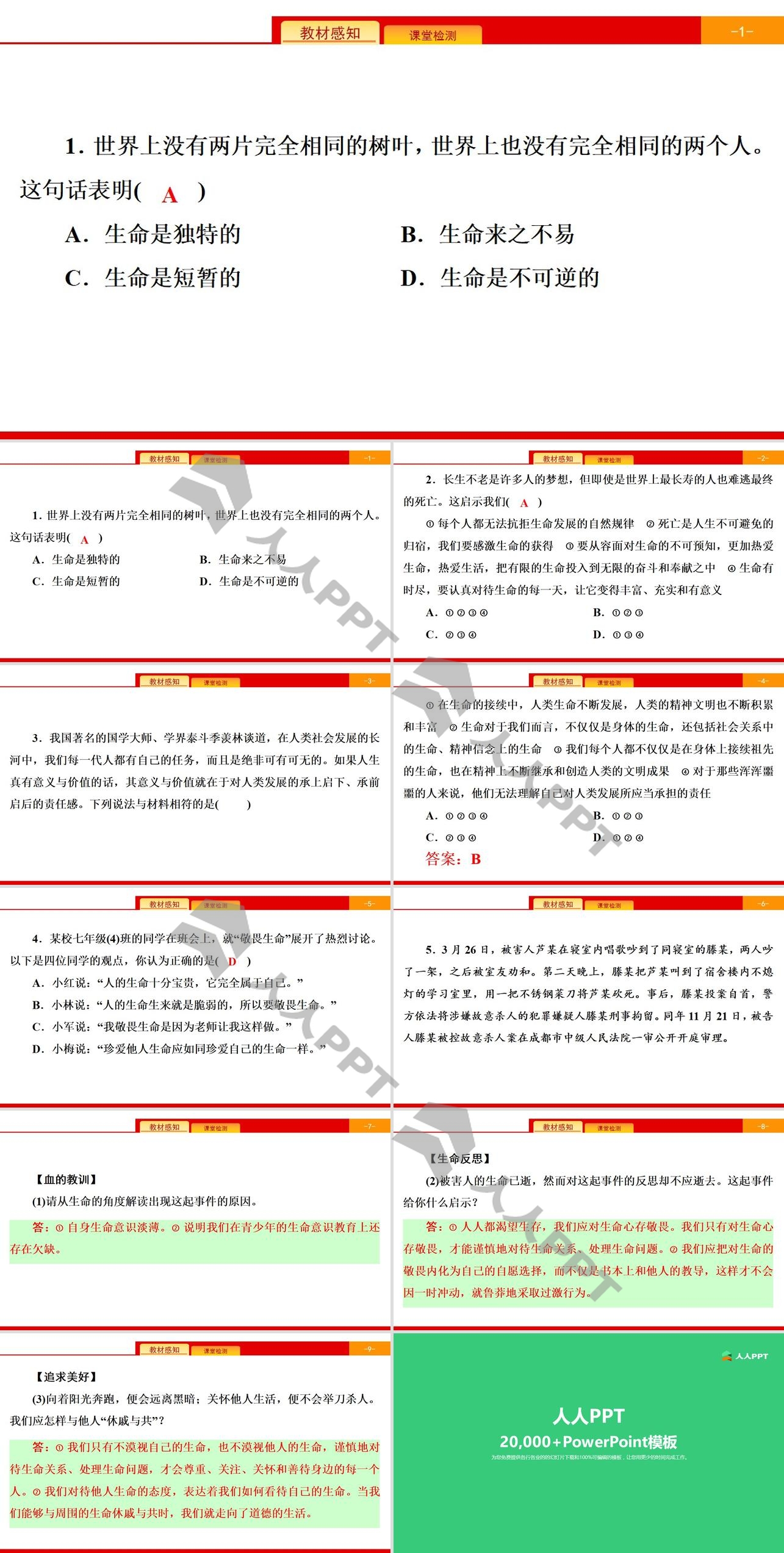 《探问生命》生命的思考PPT(综合练习)长图