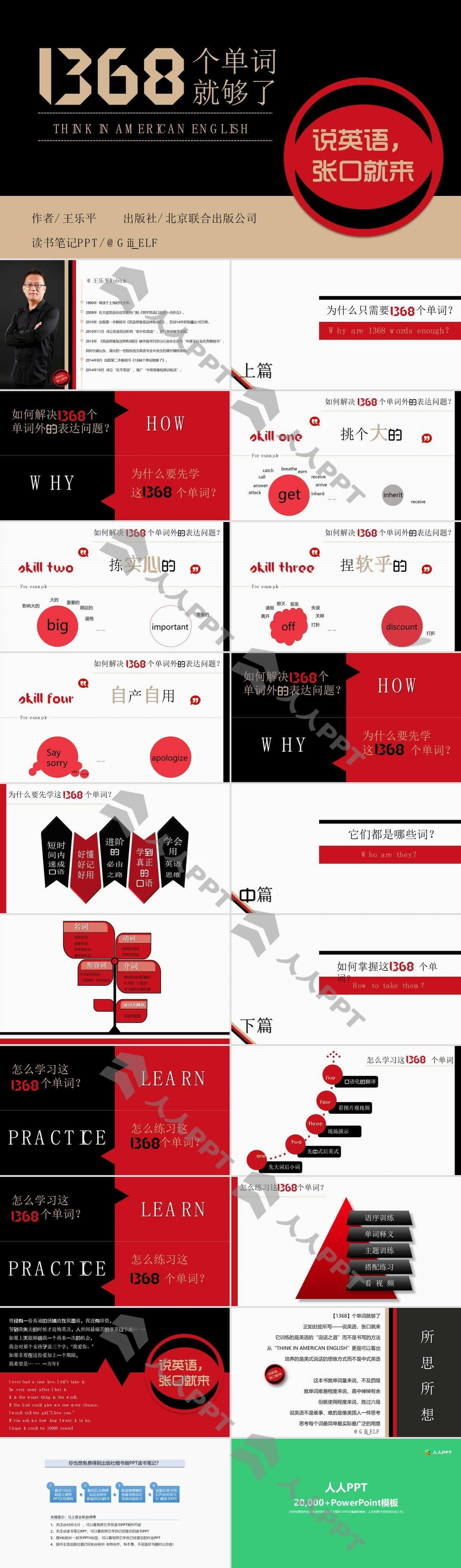 《1368个单词就够了》读书笔记PPT模板长图