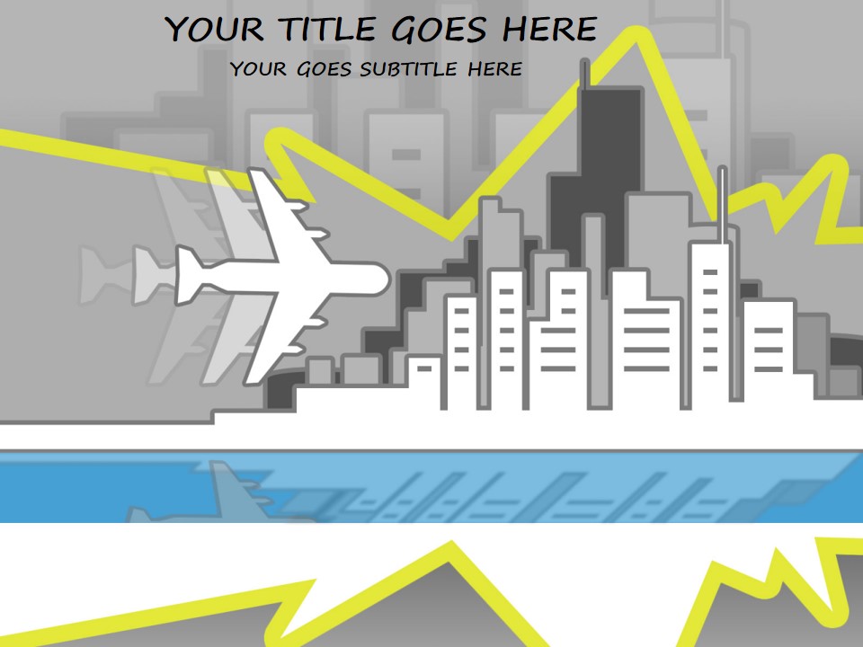 飞机 高楼国外优秀矢量商务PPT模板