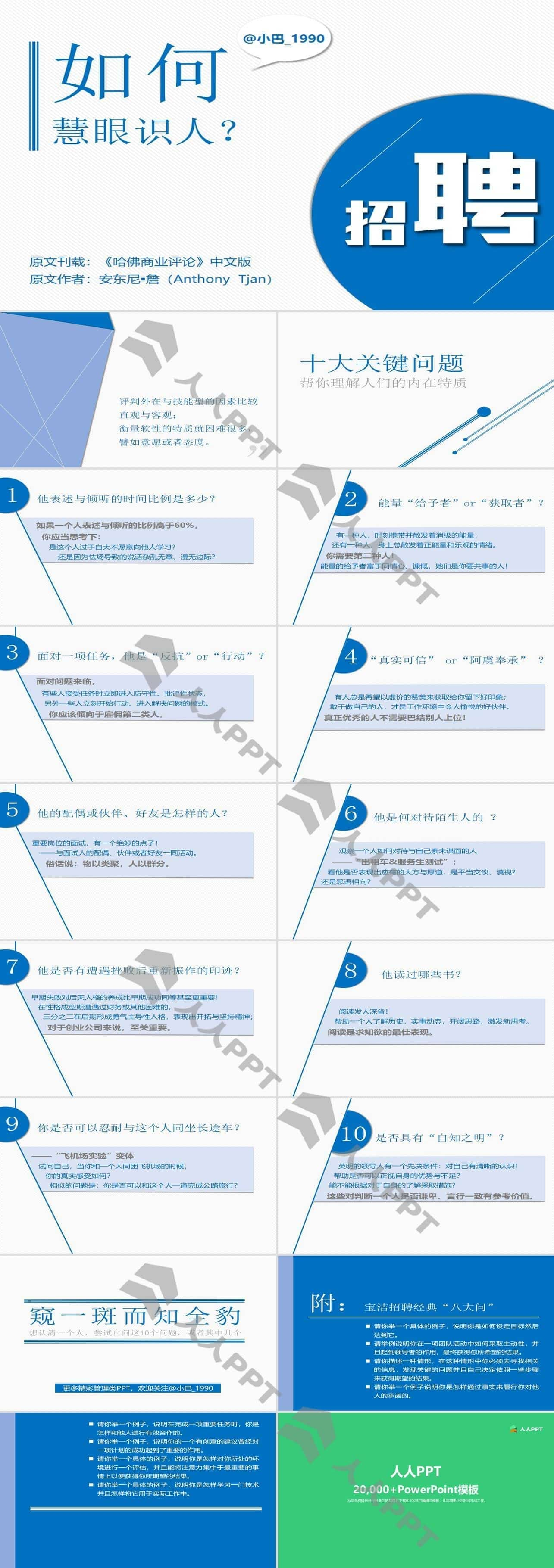 企业招聘的10大关键问题人力资源PPT模板长图