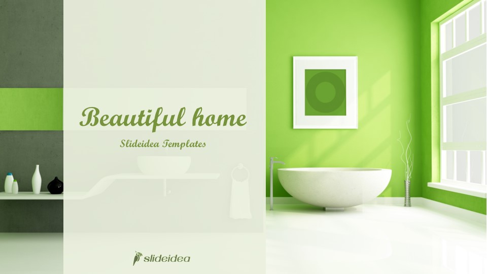绿色环保主题室内装潢温馨家庭环境PPT模板