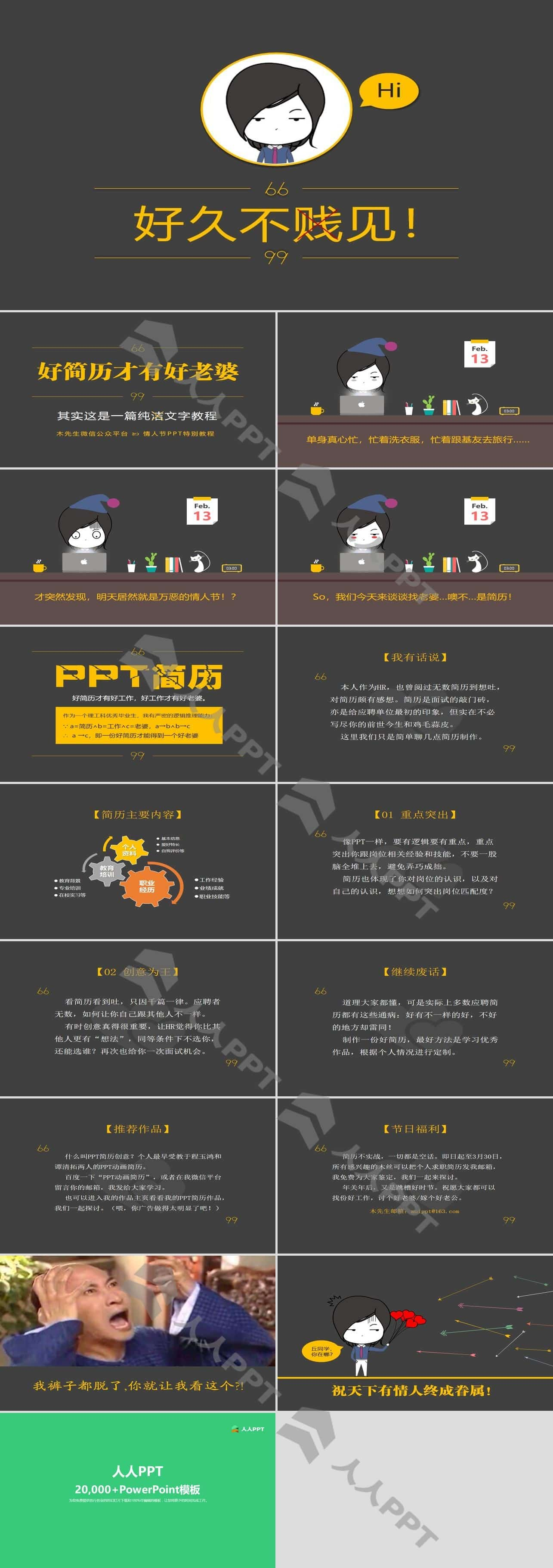 好简历才有好工作――如何写好个人简历PPT模板长图