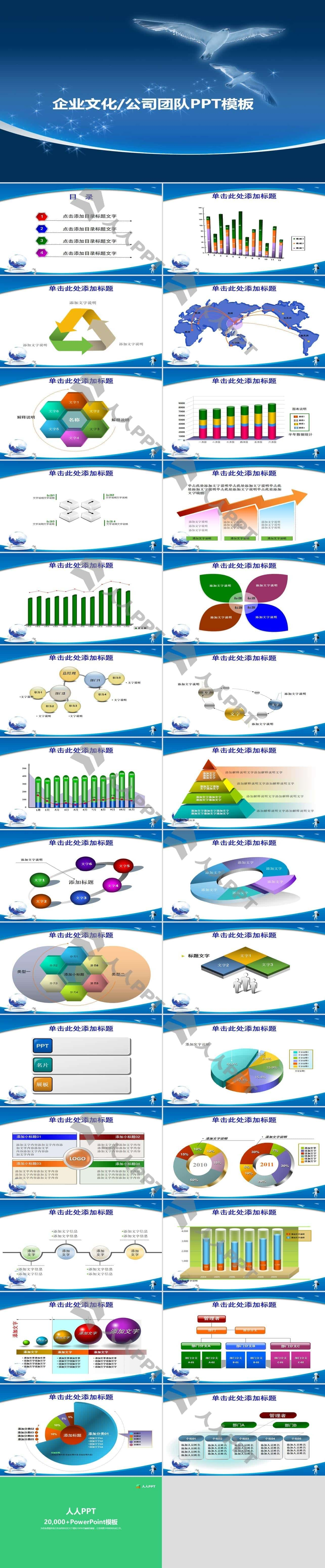 海鸥展翅翱翔适合团队介绍企业文化展示的ppt模板 人人ppt