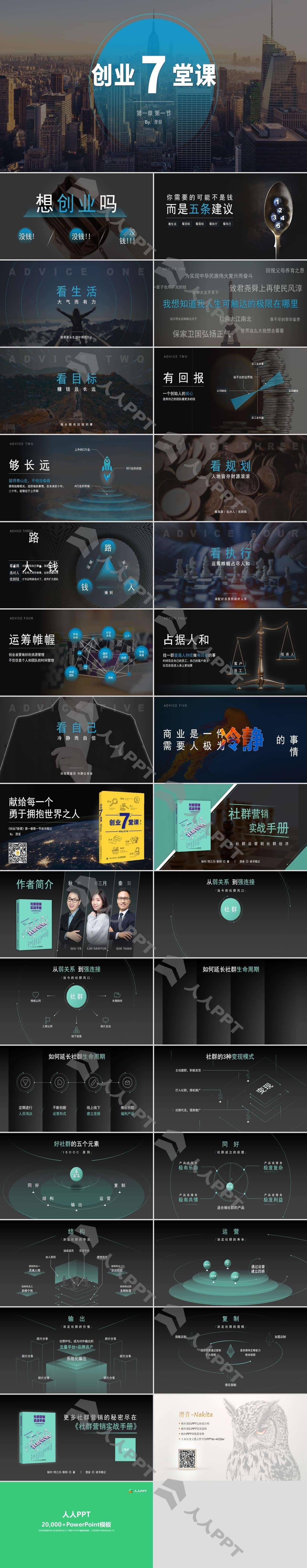 《创业7堂课+社群营销实战手册》读书笔记PPT模板长图