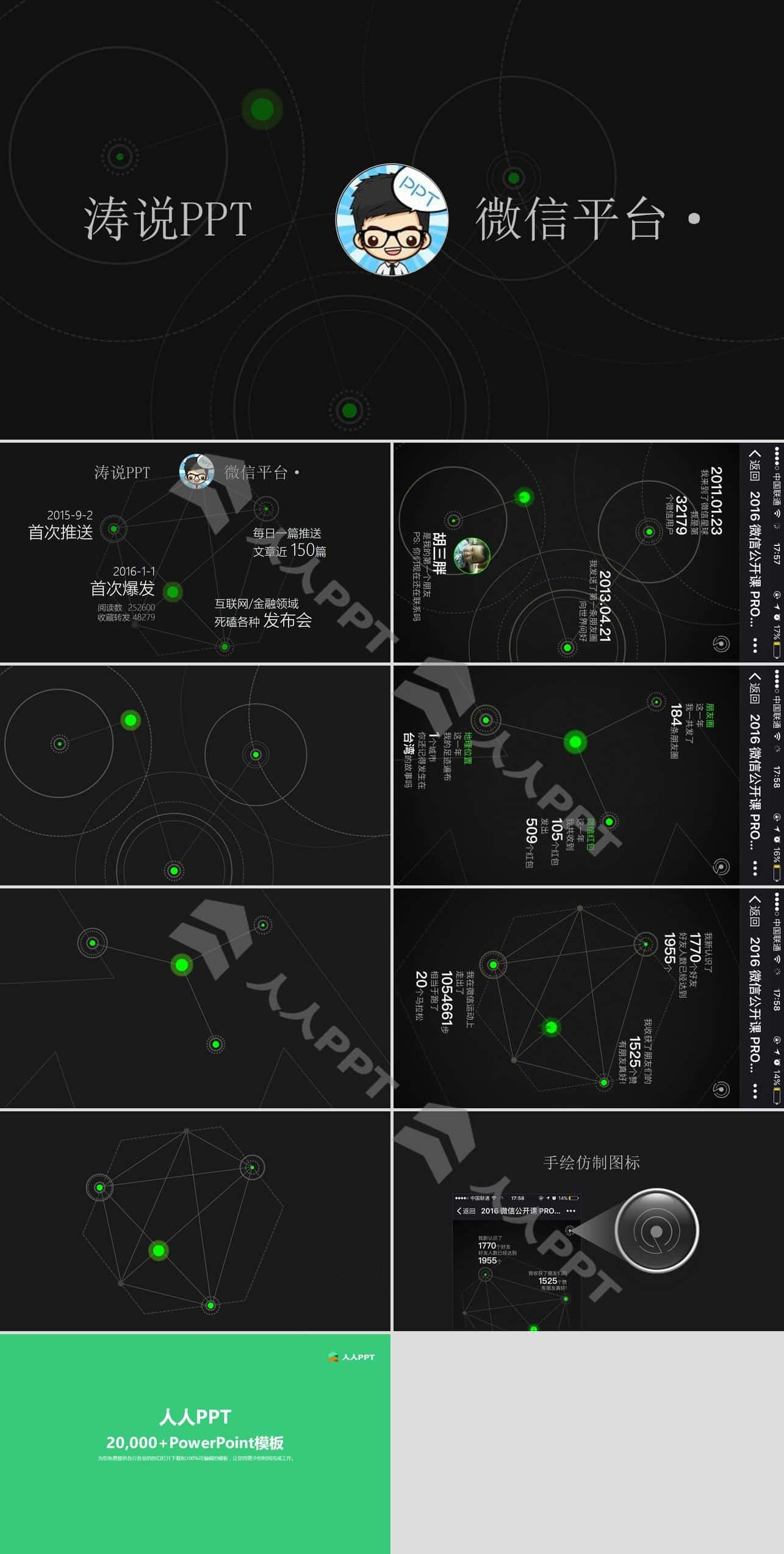 仿2016微信公开课PRO版PPT模板长图