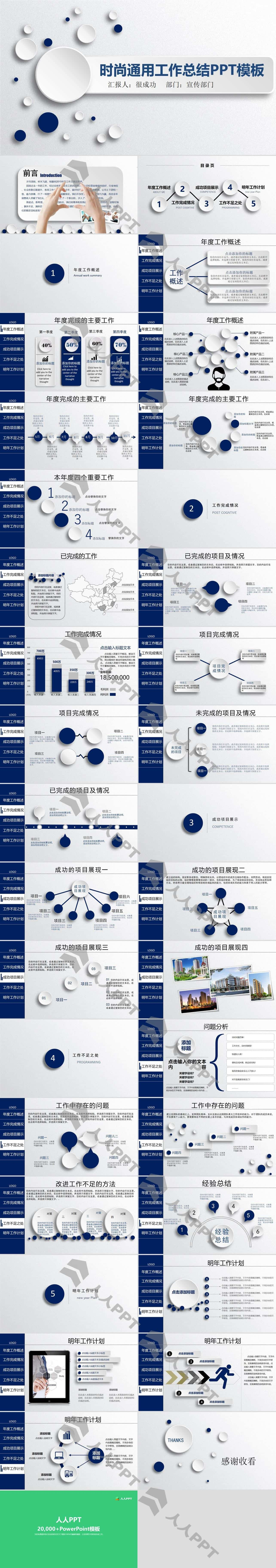 令人刮目相看的年终总结PPT模板长图