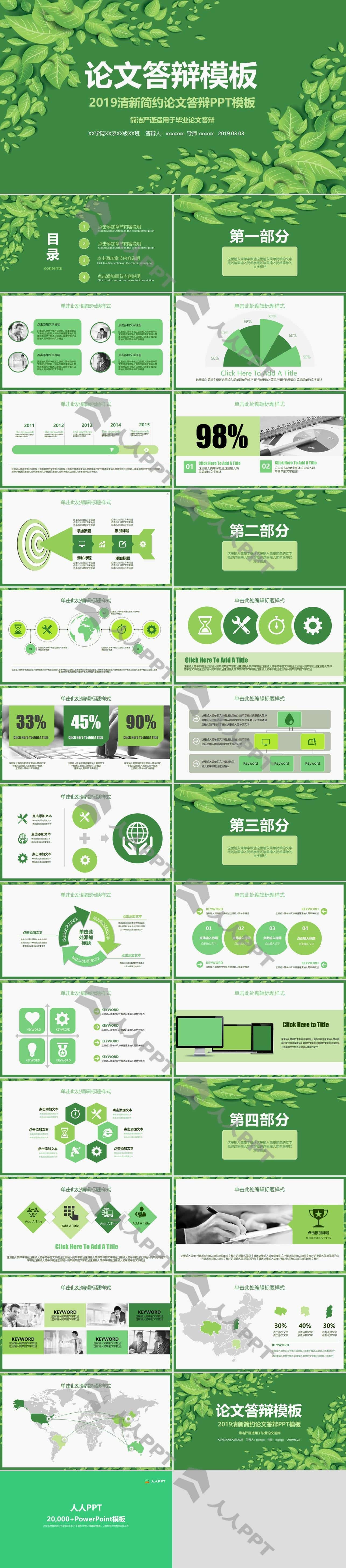 精选毕业答辨PPT模板长图