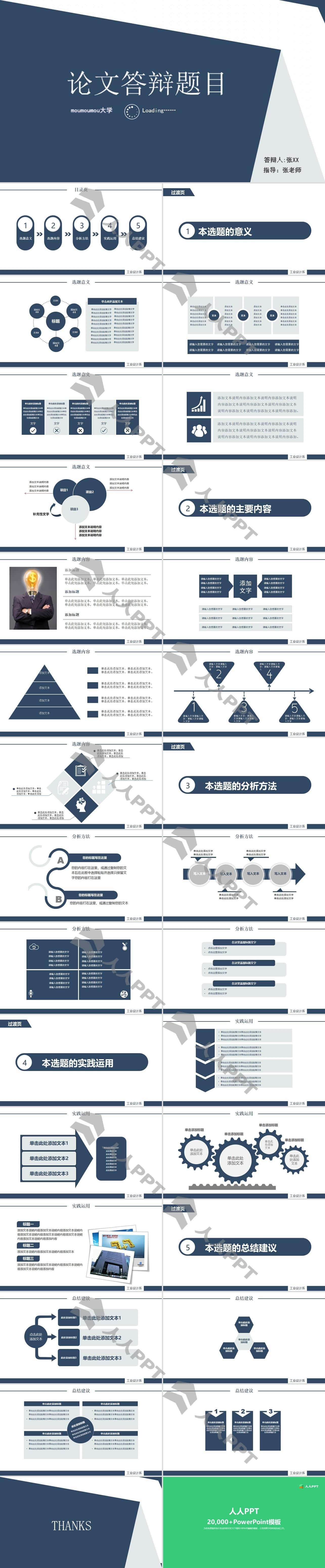 简约动态毕业设计答辩PPT模板长图