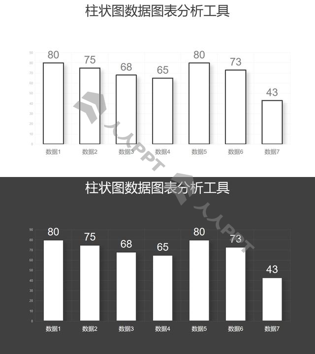 彩色简约柱状图数据分析PPT图表长图