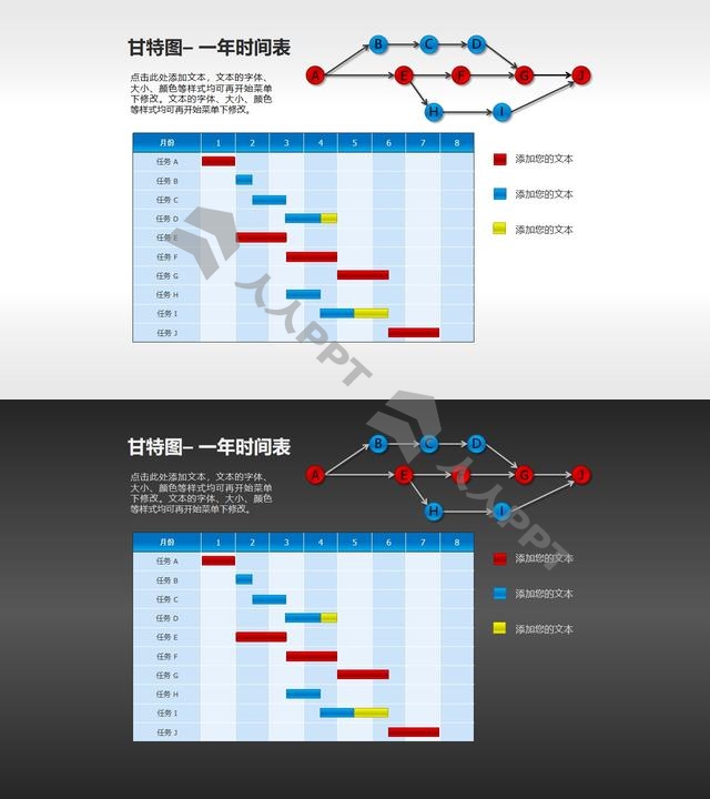 甘特图工作时间表(13)—年度工作时间表长图